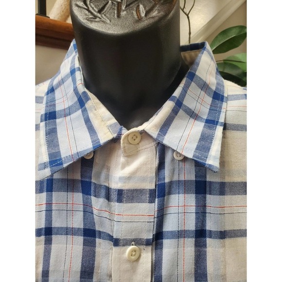 Izod Men's White & Blue Cotton Collared Half Sleeve Casual Button Down Shirt 2XL - Picture 3 of 12
